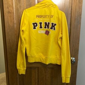Pink Brand Zippered Hoodie Size Large Yellow